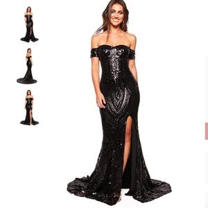 Black Sequin Gown For Wedding or Prom